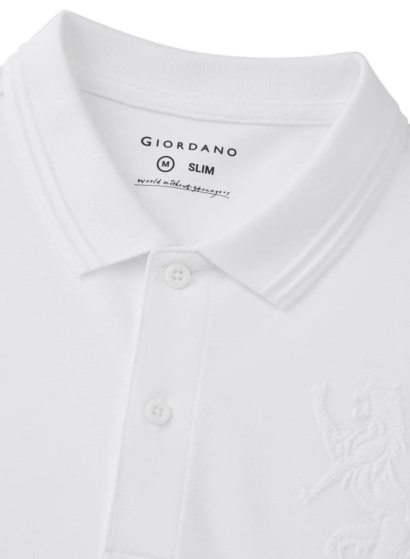 GIORDANO Men's Lion Polo White