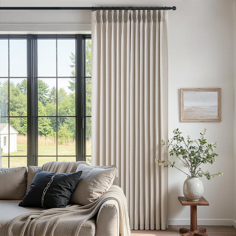 Drapenova Oatmeal Beige Pinch Pleated Curtains 84 Inches Long for Living Room 2 Panels Sets,Stone Washed Linen Earth Tone Decor Back Tab Boho Neutral Greige Earthy Sheer Curtain for Bedroom - Image 5