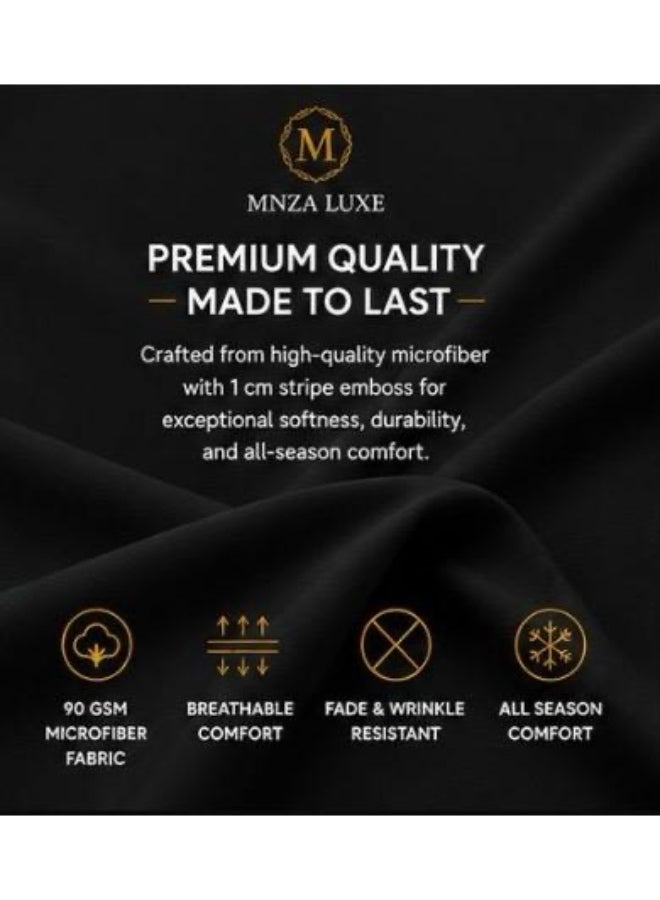 طقم ملاءة سرير مطاطية سادة من الألياف الدقيقة من MNZA LUXE، ملاءة مطاطية واحدة + غطاءا وسادة | ناعم للغاية، قابل للتهوية، مقاوم للتجاعيد | أسود - Image 5