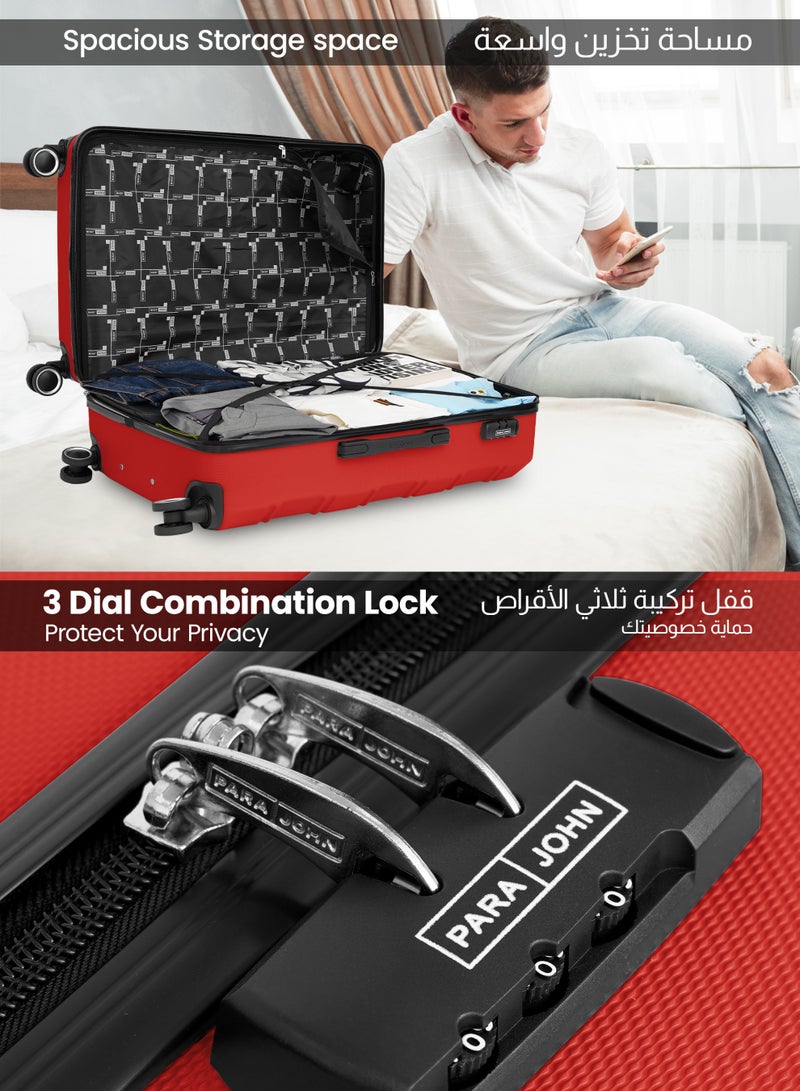 PARAJOHN حقائب السفر UrbanShield بحجم 28 بوصة - حقيبة صلبة خفيفة الوزن من ABS مع عجلات دوارة 360° وقفل TSA - أحمر - Image 4
