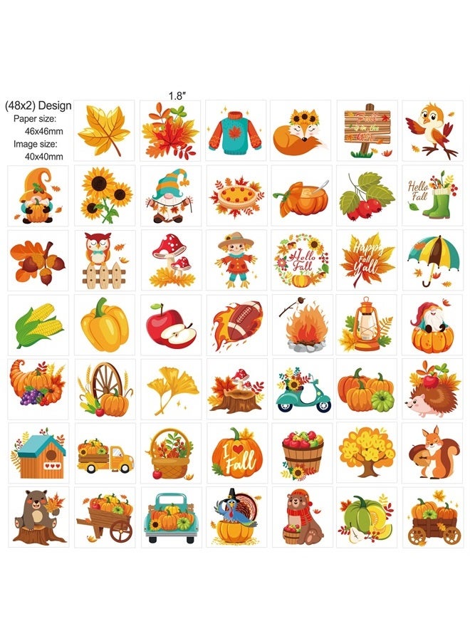 HOWAF 96 Pieces Fall Temporary Tattoos, 48 Styles Autumn Harvest Temporary Tattoos Stickers for Kids, Thanksgiving Fake Tattoos with turkeys, owls, squirrels, pumpkins, maple leaves design for Happy F - Image 4