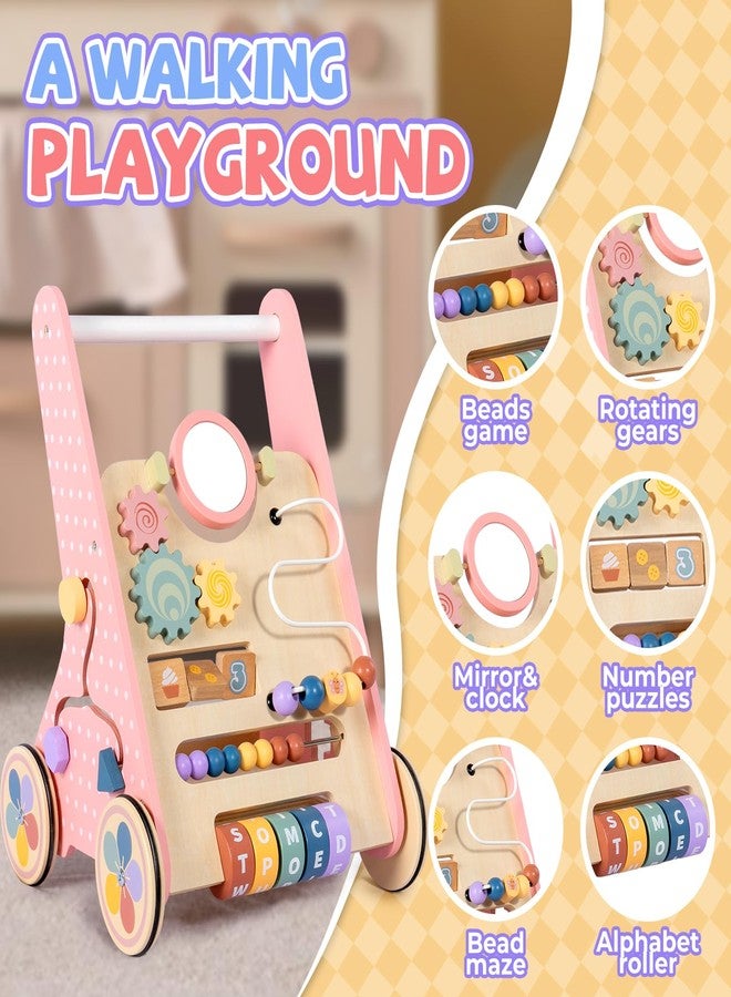 BAUTIA Wooden Baby Walker, Push Walker for Baby Girl 10-12 Months, Montessori Walker Push Toy for Toddlers Learning to Walk - Image 2