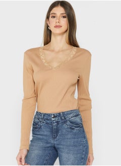 Lace Neckline Top