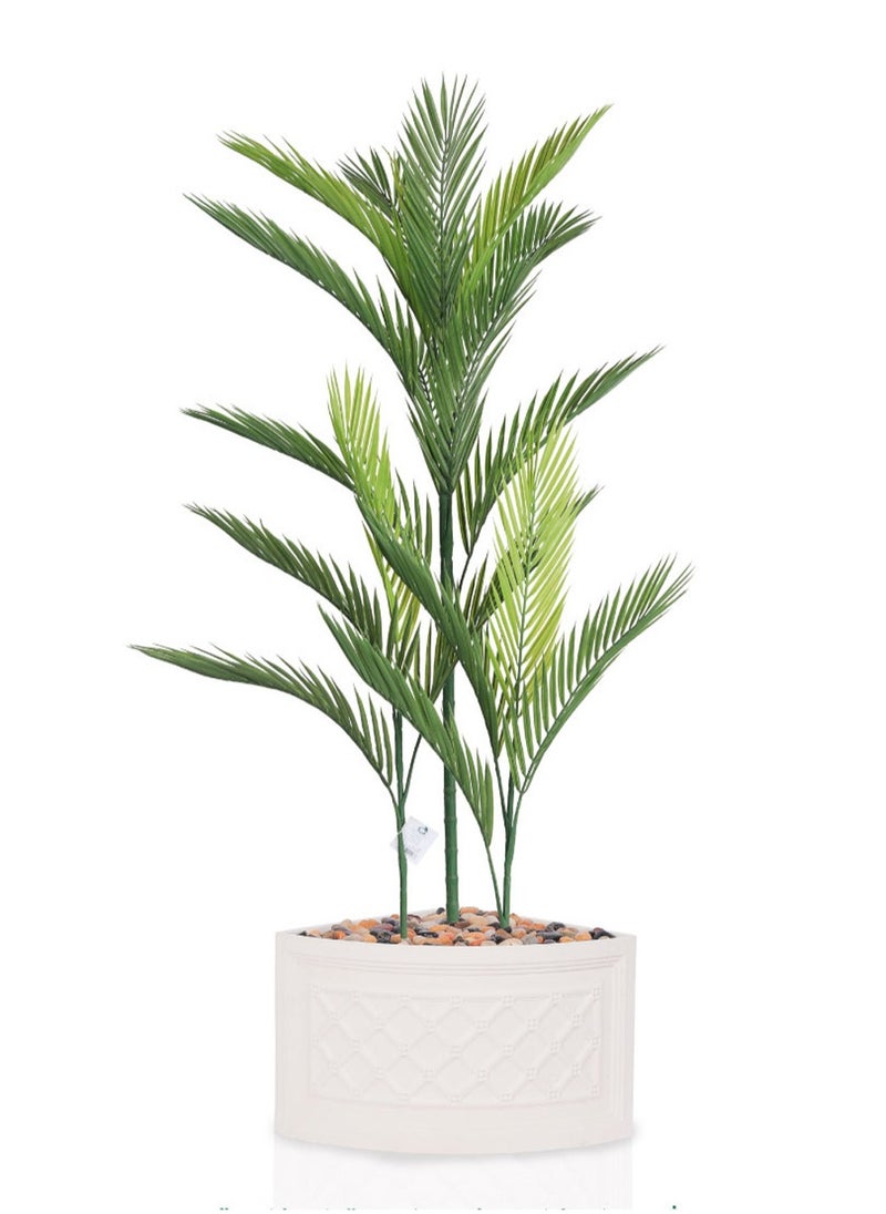 Alrassi 115 cm Artificial Areca Palm Tree with Realistic Natural Look – Comes in a Stylish White Corner Pot for Decorating Indoor Spaces  - Image 1