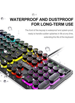 T-WOLF 104-Key RGB Punk Backlit Keyboard & Mouse Combo, Mechanical Feel Gaming Keyboards with Retro Floating Keycaps, 1000DPI Ergonomic Mouse for PC Gamers  - Image 4