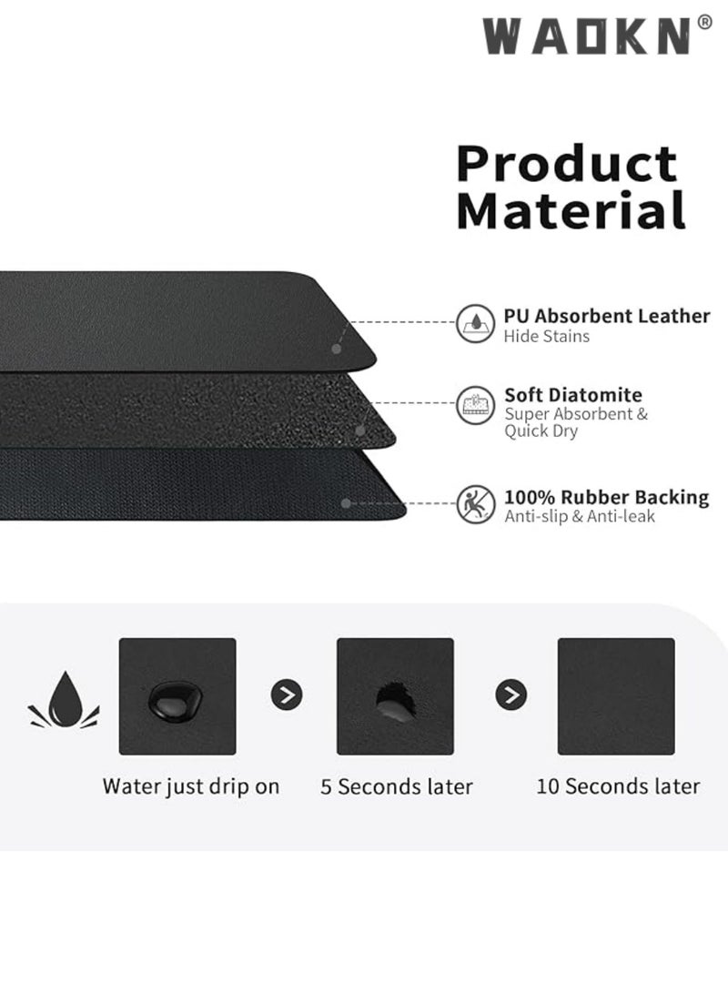 WAOKN Kitchen Counter Dish Drying Mat, Heat Resistant Drain Mat with Non-Slip Rubber Backing, Hide Stains Kitchen Super Absorbent Drain Mat, Easy to Clean Dish Rack Mat, Black - Image 2