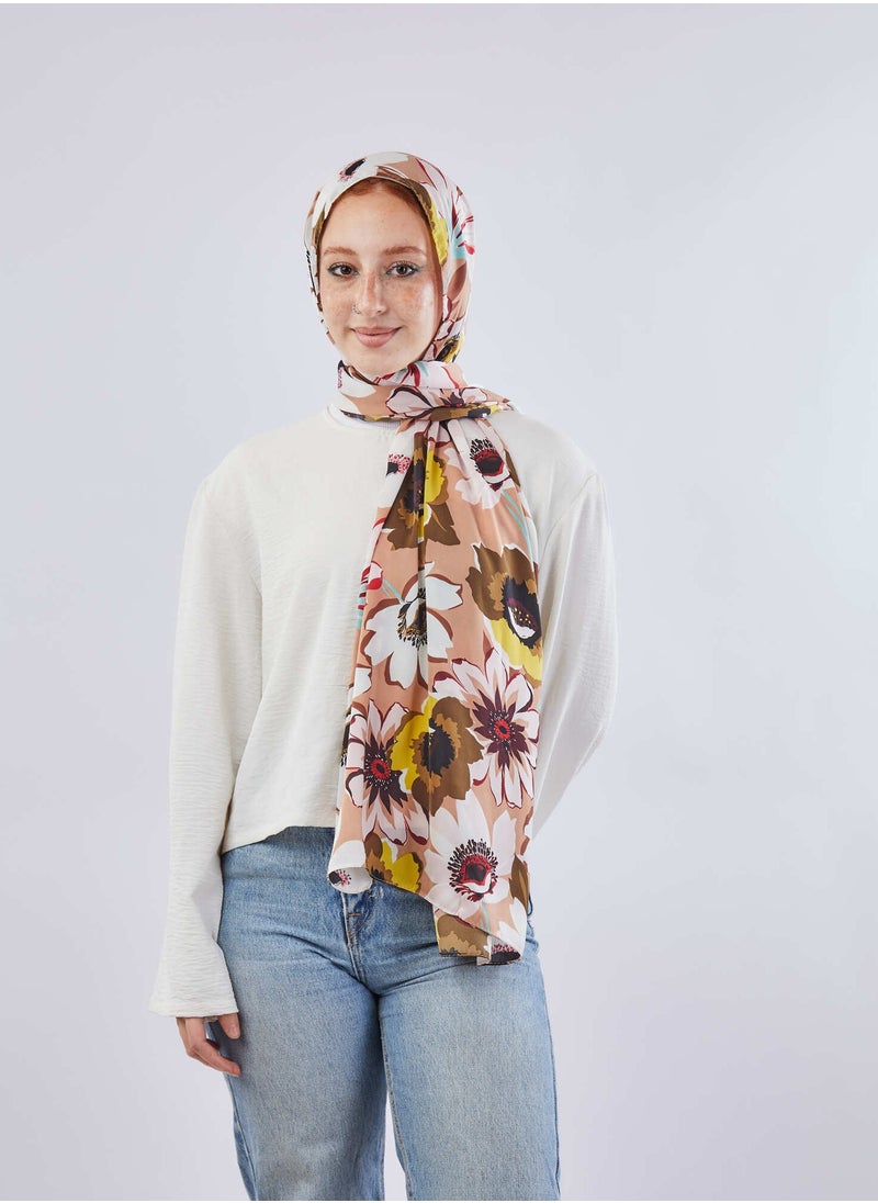 Tie Shop - Stylish Printed Chiffon Satin Scarf Multicolour - Image 1