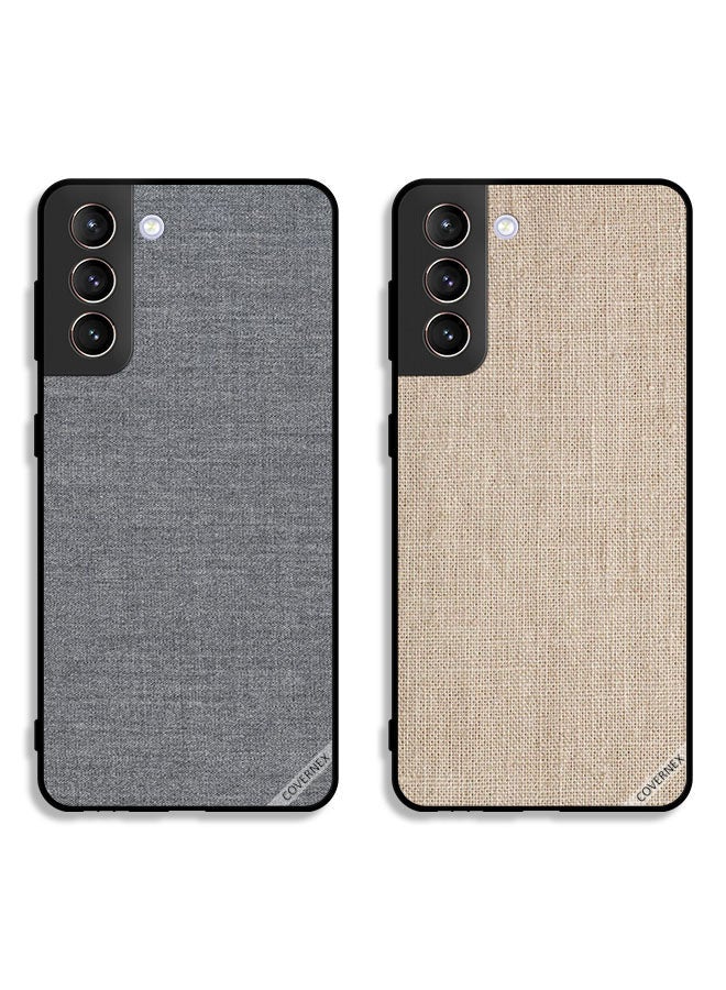 Covernex Two Cases For Samsung Galaxy S21 Plus 5G Protective Covers Cloth Pattern and Cloth Texture - Image 1