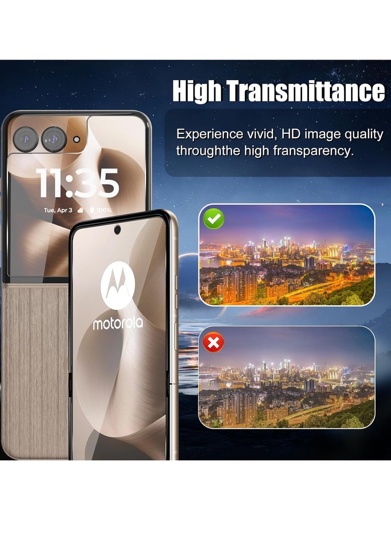 Screen Protector for Motorola Razr 60 Ultra 5G [2 + 2 Pack], Inside Soft TPU Film + Front 9H Hardness Tempered Glass, HD Self-Healing Anti-Scratch Protective Film for Motorola Razr 60 Ultra 5G - Image 2