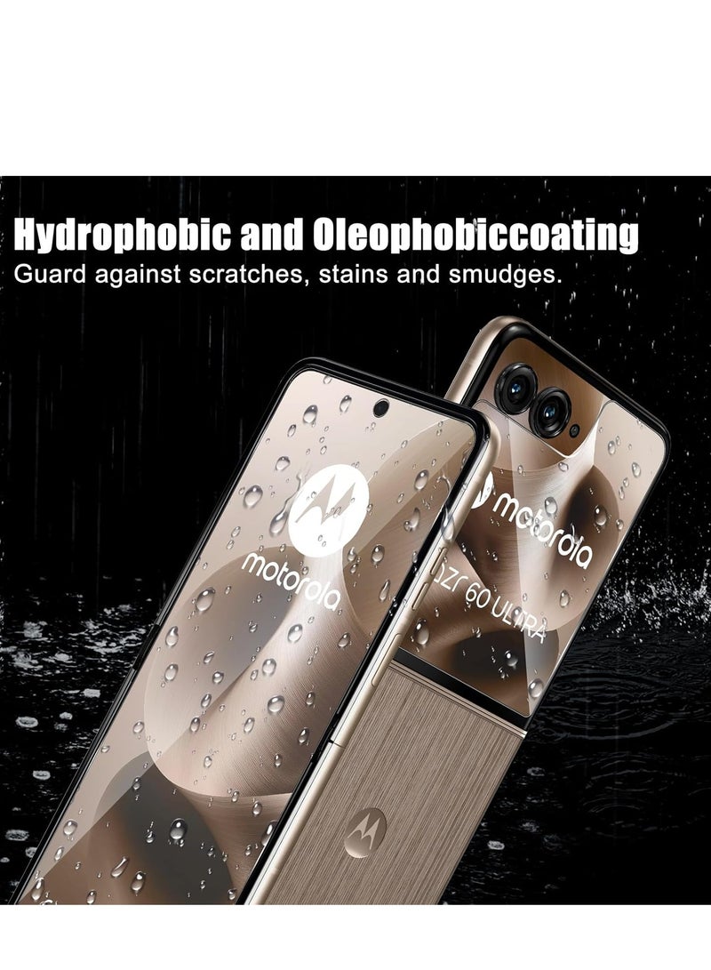 Screen Protector for Motorola Razr 60 Ultra 5G [2 + 2 Pack], Inside Soft TPU Film + Front 9H Hardness Tempered Glass, HD Self-Healing Anti-Scratch Protective Film for Motorola Razr 60 Ultra 5G - Image 3