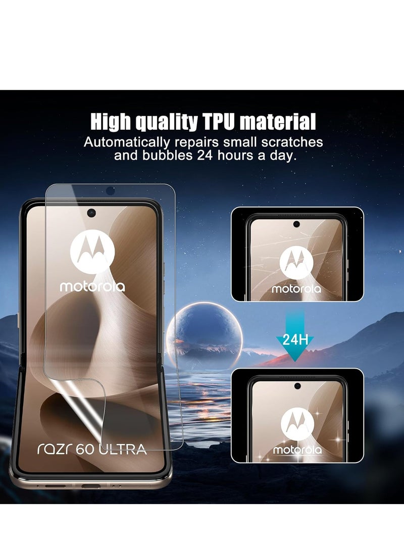 Screen Protector for Motorola Razr 60 Ultra 5G [2 + 2 Pack], Inside Soft TPU Film + Front 9H Hardness Tempered Glass, HD Self-Healing Anti-Scratch Protective Film for Motorola Razr 60 Ultra 5G - Image 5