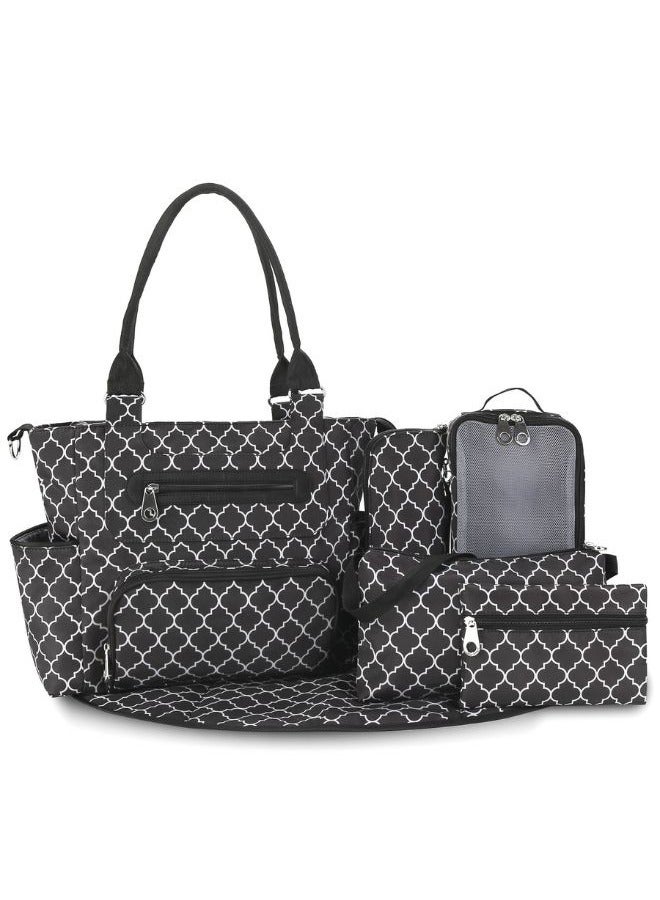 Set Of 6 Diaper Bag With Hooks And Nappy Changing Mat
