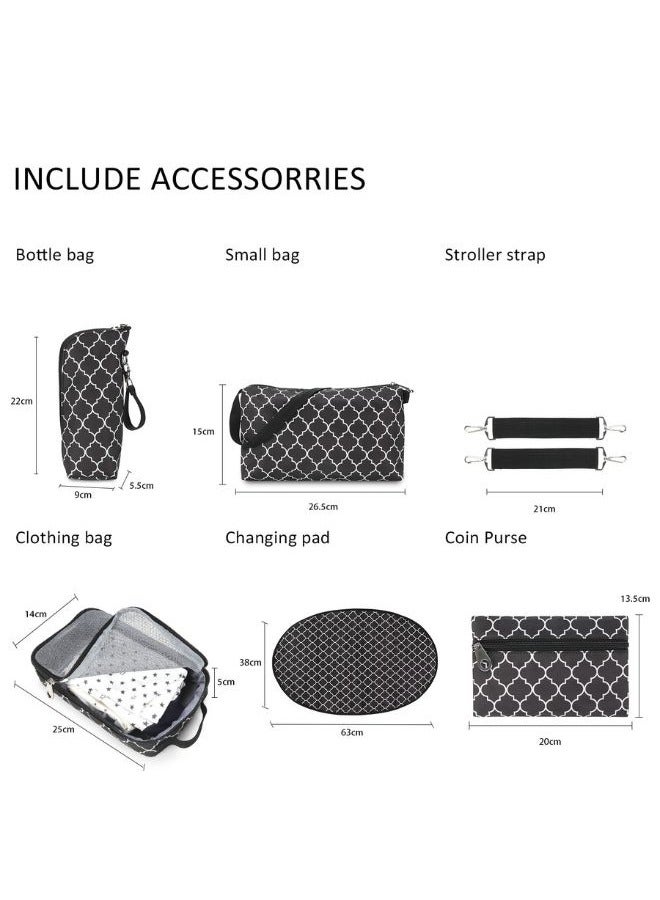 Set Of 6 Diaper Bag With Hooks And Nappy Changing Mat