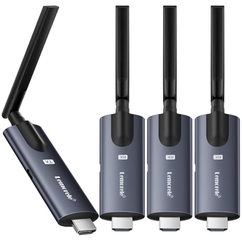 Lemorele Wireless HDMI Transmitter and Receiver, Aluminum Alloy Deep Gray, 5Ghz up to 656ft, 1080P 60Hz, Plug and Play with TuTuPlay App Monitor, for Security, Streaming, Home Theater, PC/TV. 1TX+3RX - Image 1