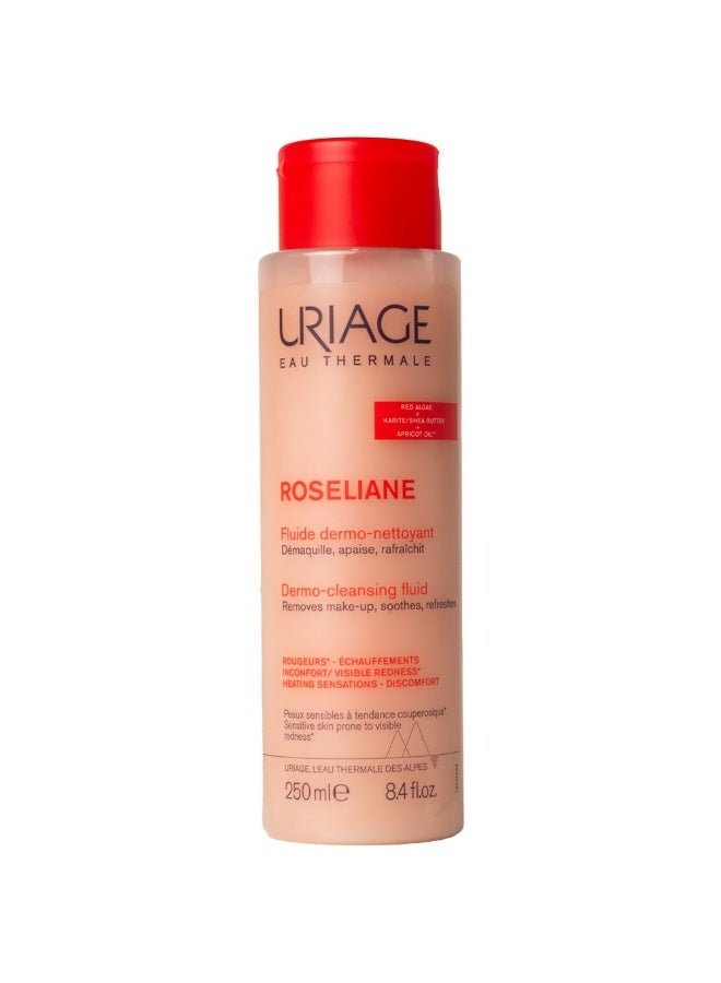 Uriage Roséliane Dermo-Cleansing Fluid Lotion 250 ml - Soothes, Moisturises, Reduces Redness for Sensitive Dry Skin - Long-Lasting Comfort & Proven Results - Image 1