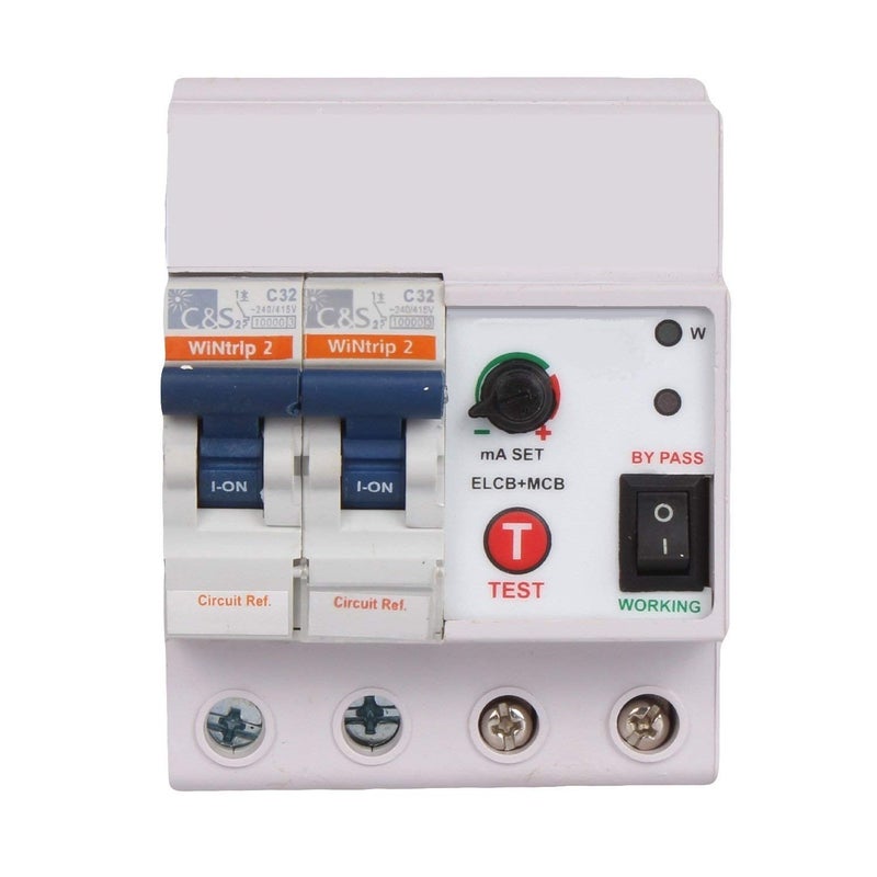 MLD MLD HighLow Voltage Protection Single Phase 2 Pole ELCB RCCB ISI Marked MCB 32 A with High Voltage Overload Protection Current 3 to 30 Ma Shock Guard  - Image 1