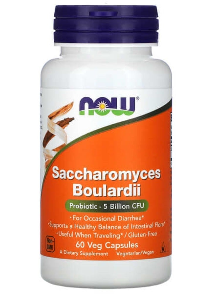 Saccharomyces Boulardii, بروبيوتيك، 5 مليار CFU، 60 كبسولة نباتية