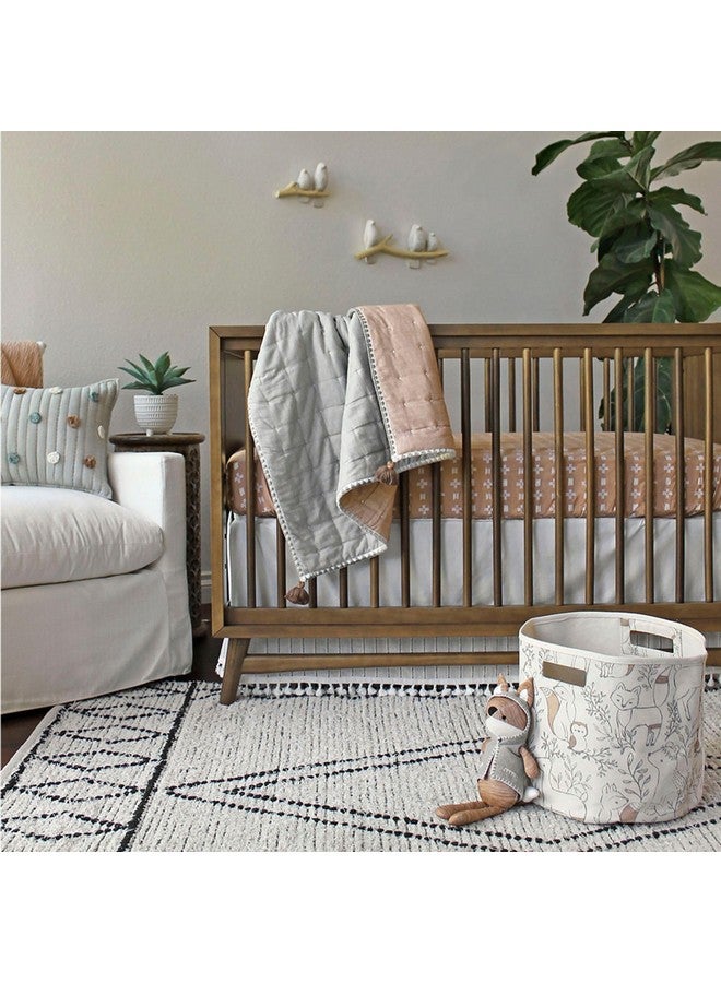 كرين بيبي سلة حضانة كرين بيبي وودلاند، ديكور حضانة حيوانات، صندوق تخزين من القماش، ديكور غابة قابل للطي، سلة بمقابض للألعاب والغسيل ومستلزمات الطفل - Image 3