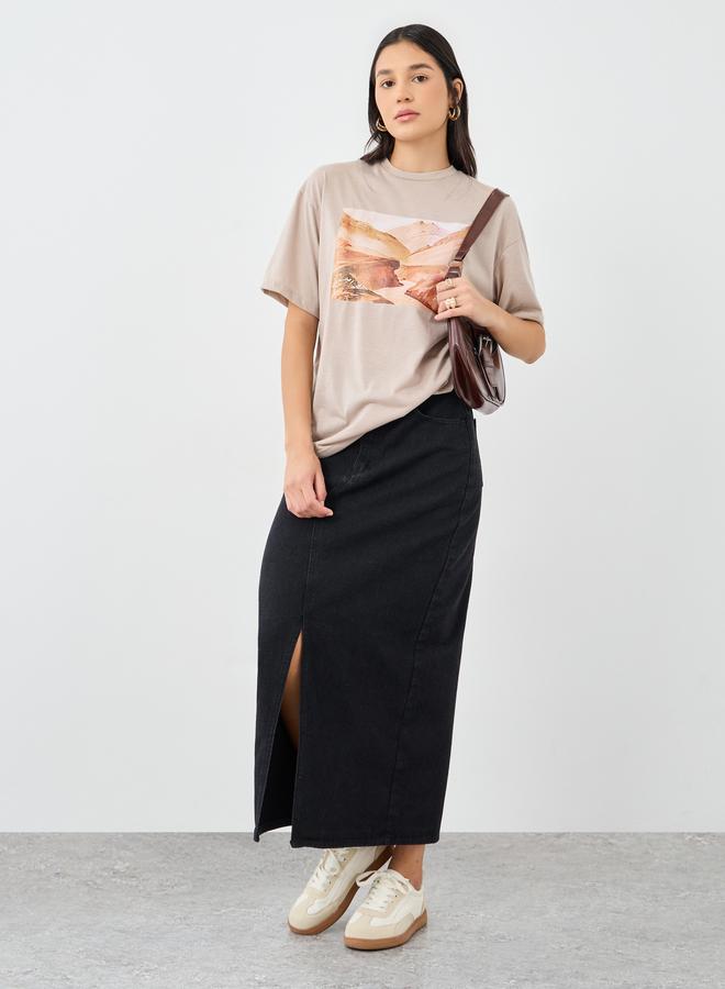 Styli Front Graphic Print Oversized T-Shirt - Image 2