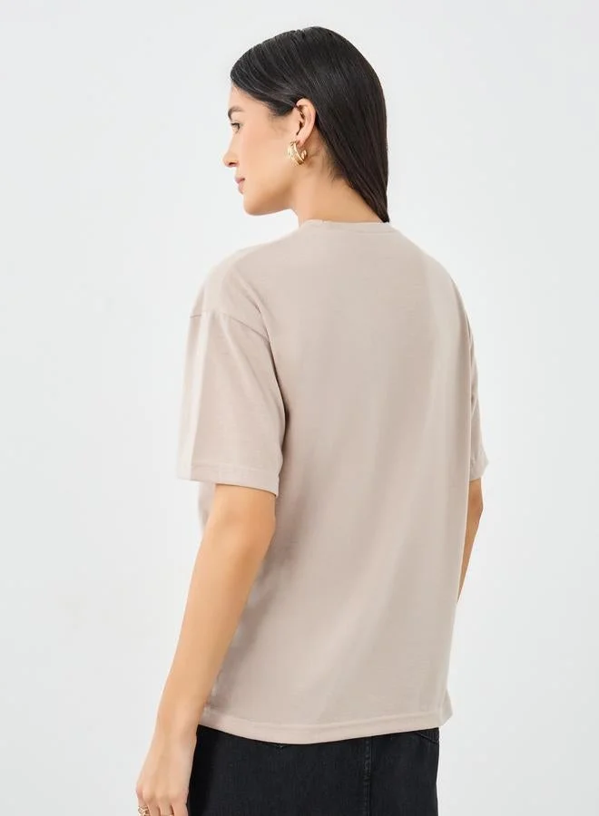 Styli Front Graphic Print Oversized T-Shirt