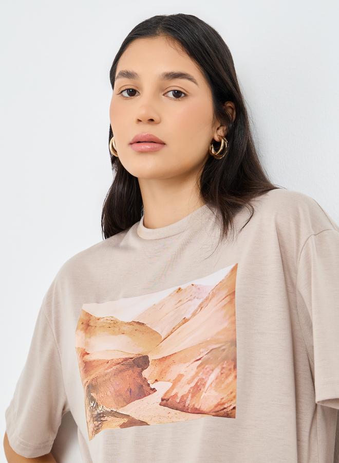 Styli Front Graphic Print Oversized T-Shirt - Image 3