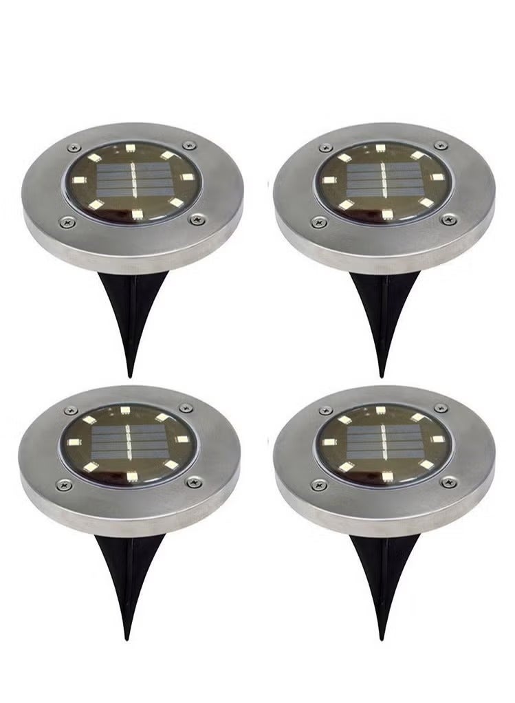ريويل 4 مصابيح LED خارجية للحديقة الشمسية ، أضواء تحت الأرض مقاومة للماء ، مصابيح شمسية ، إضاءة حديقة الطريق (لون فاتح: أبيض دافئ) - Image 1