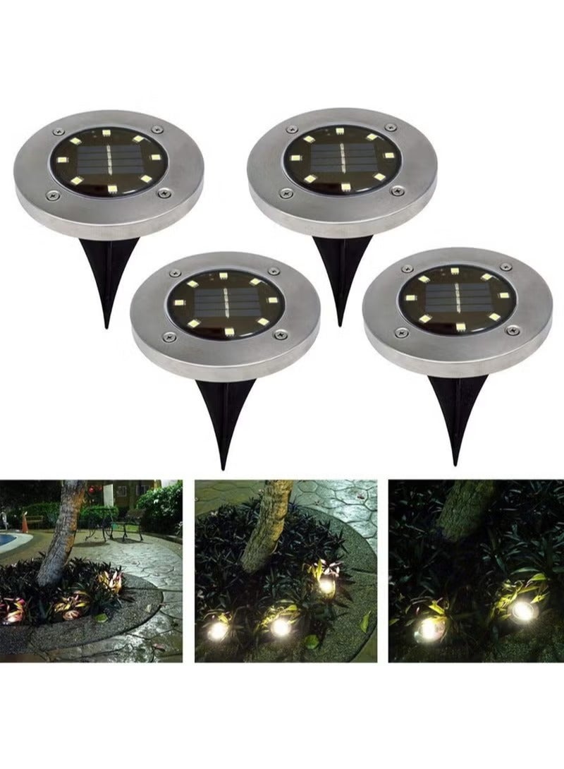 ريويل 4 مصابيح LED خارجية للحديقة الشمسية ، أضواء تحت الأرض مقاومة للماء ، مصابيح شمسية ، إضاءة حديقة الطريق (لون فاتح: أبيض دافئ) - Image 2