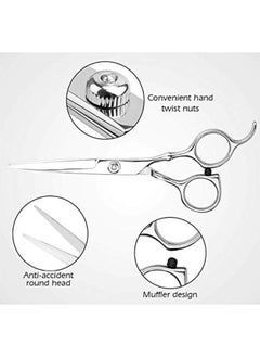 BONITO 2 Piece Hair Cutting Scissors Set Shears - Cutting Scissors, Thinning Scissors for Barber, Salon, Home (Silver)  - Image 3