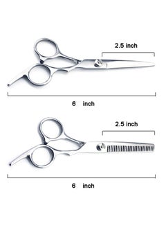 BONITO 2 Piece Hair Cutting Scissors Set Shears - Cutting Scissors, Thinning Scissors for Barber, Salon, Home (Silver)  - Image 2