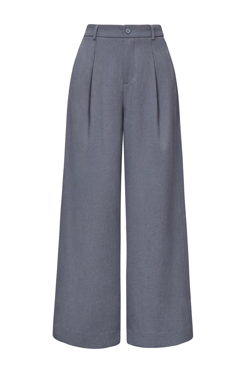 Arach&Cloz Womens Wide Leg Dress Pants Business Casual Outfits for Women Flowy Work Palazzo Pants Summer High Waisted Slacks Trousers Linen Pants Regular Grey M - Image 4