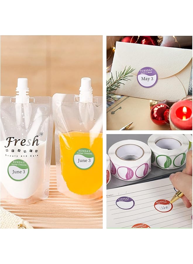 إيروريكس 3500 ملصق دائري لأيام الأسبوع وملصقات طعام للمطاعم وخدمات تقديم الطعام، 500 ملصق لكل لفة، مثالية للمطابخ التجارية - Image 2