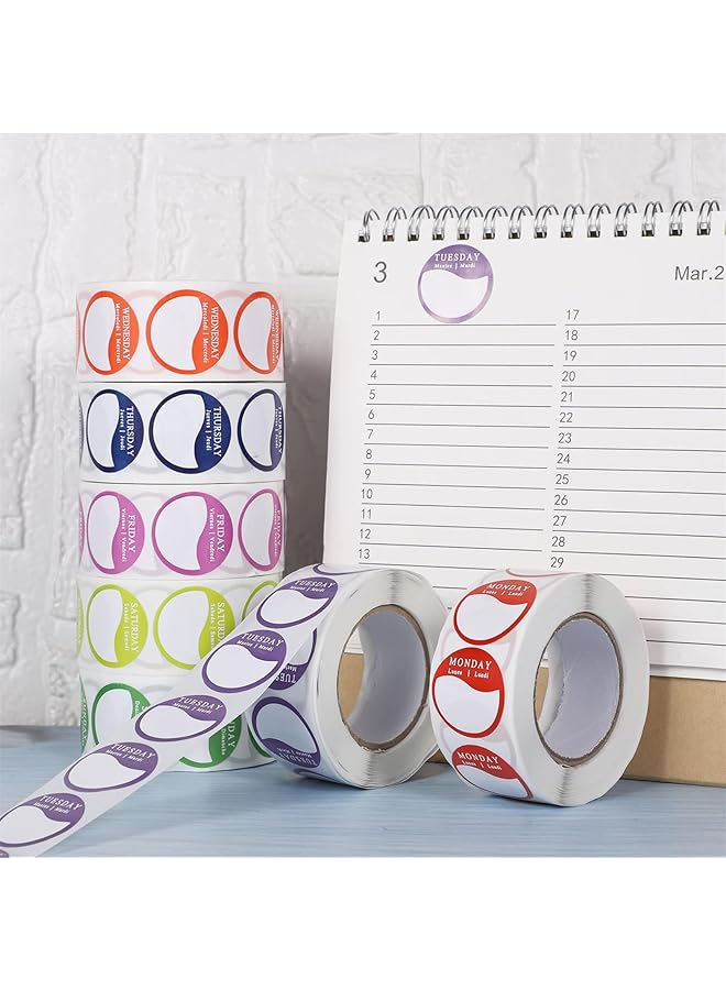 إيروريكس 3500 ملصق دائري لأيام الأسبوع وملصقات طعام للمطاعم وخدمات تقديم الطعام، 500 ملصق لكل لفة، مثالية للمطابخ التجارية - Image 4