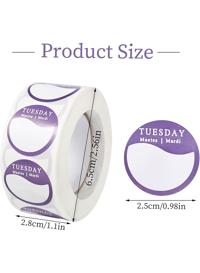 إيروريكس 3500 ملصق دائري لأيام الأسبوع وملصقات طعام للمطاعم وخدمات تقديم الطعام، 500 ملصق لكل لفة، مثالية للمطابخ التجارية - Image 3