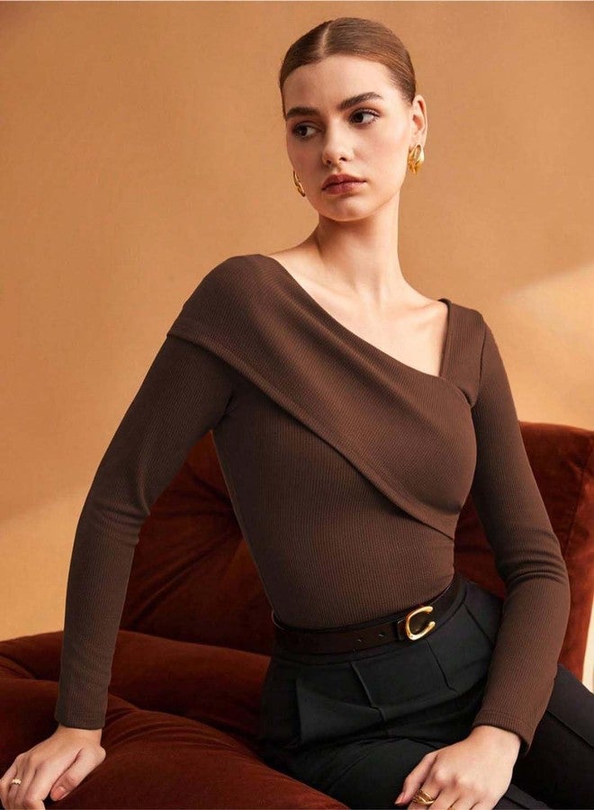 KOTTY Women's Solid Chocolate Fondant Stylish Top(Brown,M)-KTTTOP641M - Image 3