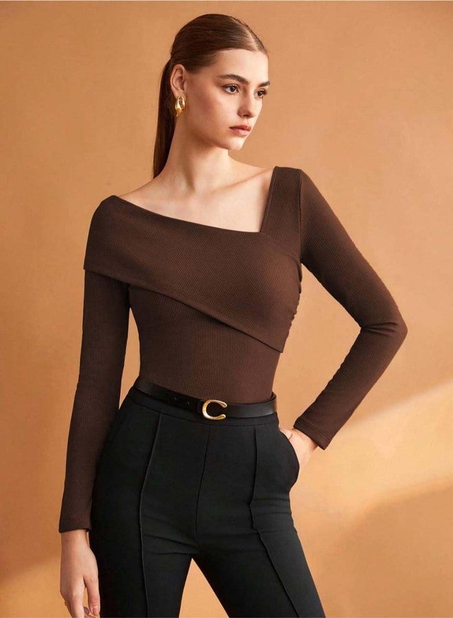 KOTTY Women's Solid Chocolate Fondant Stylish Top(Brown,M)-KTTTOP641M - Image 2