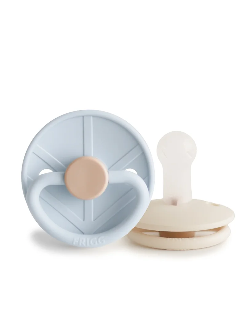 FRIGG Little Viking Silicone Baby Pacifier 6-18M 2-Pack Powder Blue/Cream - Size 2