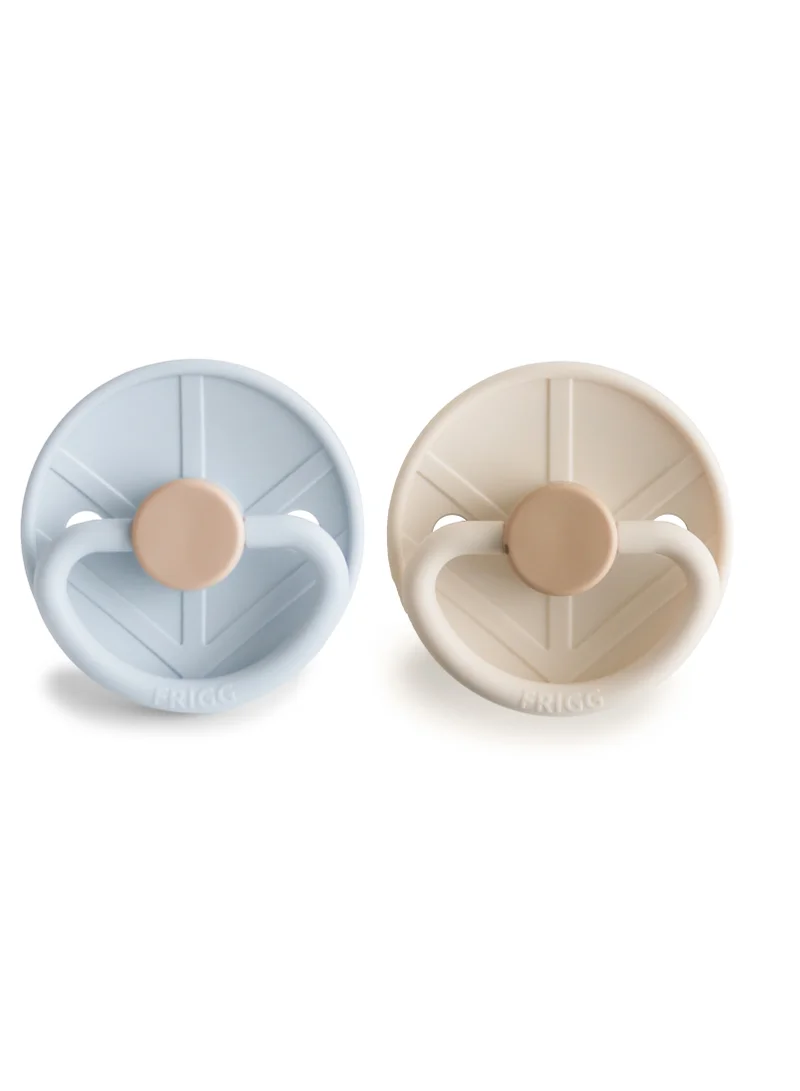 FRIGG Little Viking Silicone Baby Pacifier 6-18M 2-Pack Powder Blue/Cream - Size 2