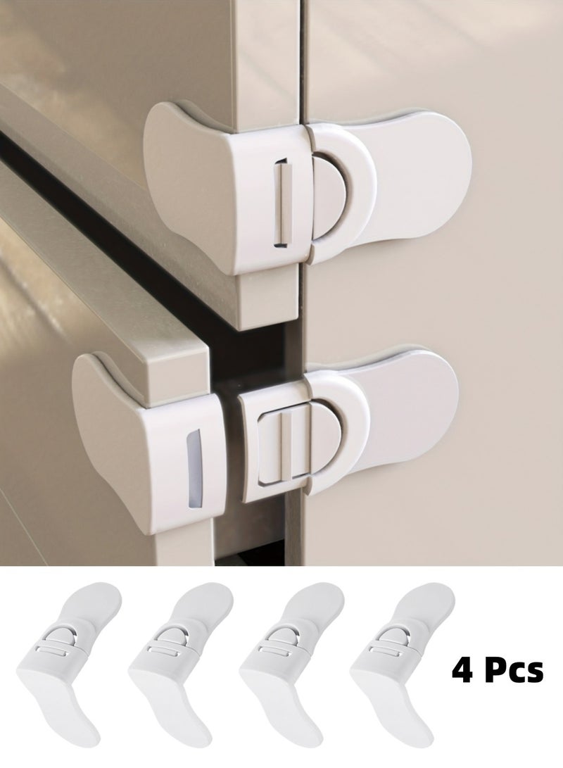 Mmmon 4 Pcs Safe Cabinet Locks for Babies, Baby Proofing Angle Type Drawer Lock, Child Safety Locks for Cabinets, Dual-button Baby Proofing Corner Locks with Strong Adhesive for Cabinet - Image 1
