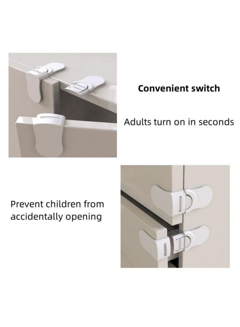 Mmmon 4 Pcs Safe Cabinet Locks for Babies, Baby Proofing Angle Type Drawer Lock, Child Safety Locks for Cabinets, Dual-button Baby Proofing Corner Locks with Strong Adhesive for Cabinet - Image 3