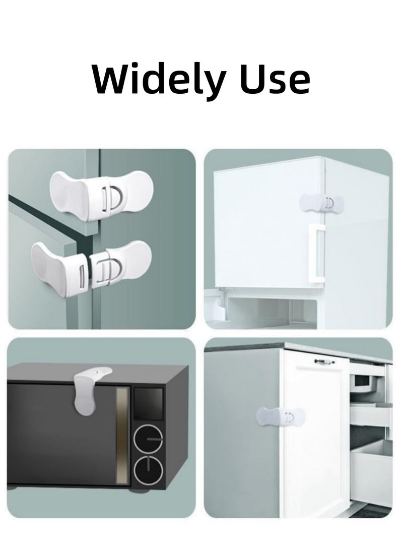 Mmmon 4 Pcs Safe Cabinet Locks for Babies, Baby Proofing Angle Type Drawer Lock, Child Safety Locks for Cabinets, Dual-button Baby Proofing Corner Locks with Strong Adhesive for Cabinet - Image 5