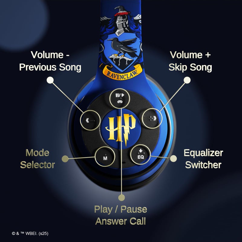 iJoy Harry Potter Ravenclaw Bluetooth Headphones with Built in Mic | Officially Licensed Wireless Headphones, Foldable Headset | Harry Potter Gifts for Women, Men, Teens, Kids & All Fans of Ravenclaw - Image 5