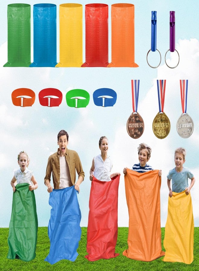 succulentlovers 14PCS Potato Sack Race Bags, Outdoor Games Sack Race Bags Kit Include Potato Sacks, 3-Legged Race Bands, Plastic Medals, Carnival Outdoor Lawn Party Field Day Games for Adults & Family - Image 1