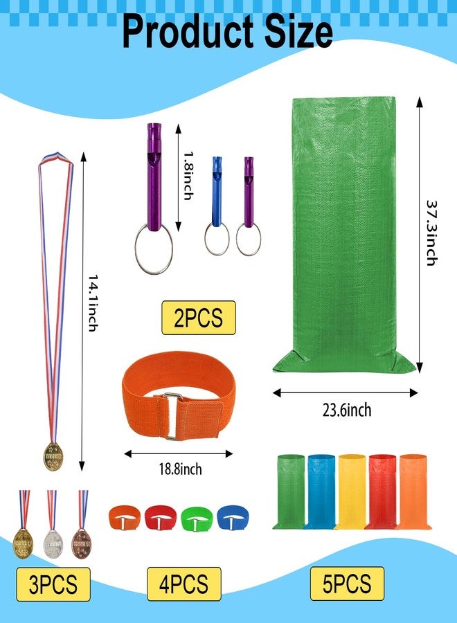 succulentlovers 14PCS Potato Sack Race Bags, Outdoor Games Sack Race Bags Kit Include Potato Sacks, 3-Legged Race Bands, Plastic Medals, Carnival Outdoor Lawn Party Field Day Games for Adults & Family - Image 2