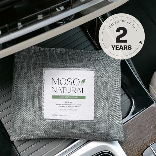 MOSO NATURAL حقيبة تنقية الهواء غير المعطرة من موسو ناتشورال - مزيل روائح خالي من العطور للسيارات والشاحنات وسيارات الدفع الرباعي. فحم موسو البامبو الممتاز لامتصاص الروائح 300 جرام (عبوة من 1) باللون الأسود، تدوم طويلاً | تدوم حتى 2 سنة!  - Image 5