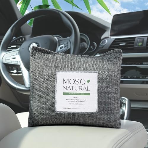 MOSO NATURAL حقيبة تنقية الهواء غير المعطرة من موسو ناتشورال - مزيل روائح خالي من العطور للسيارات والشاحنات وسيارات الدفع الرباعي. فحم موسو البامبو الممتاز لامتصاص الروائح 300 جرام (عبوة من 1) باللون الأسود، تدوم طويلاً | تدوم حتى 2 سنة!  - Image 2