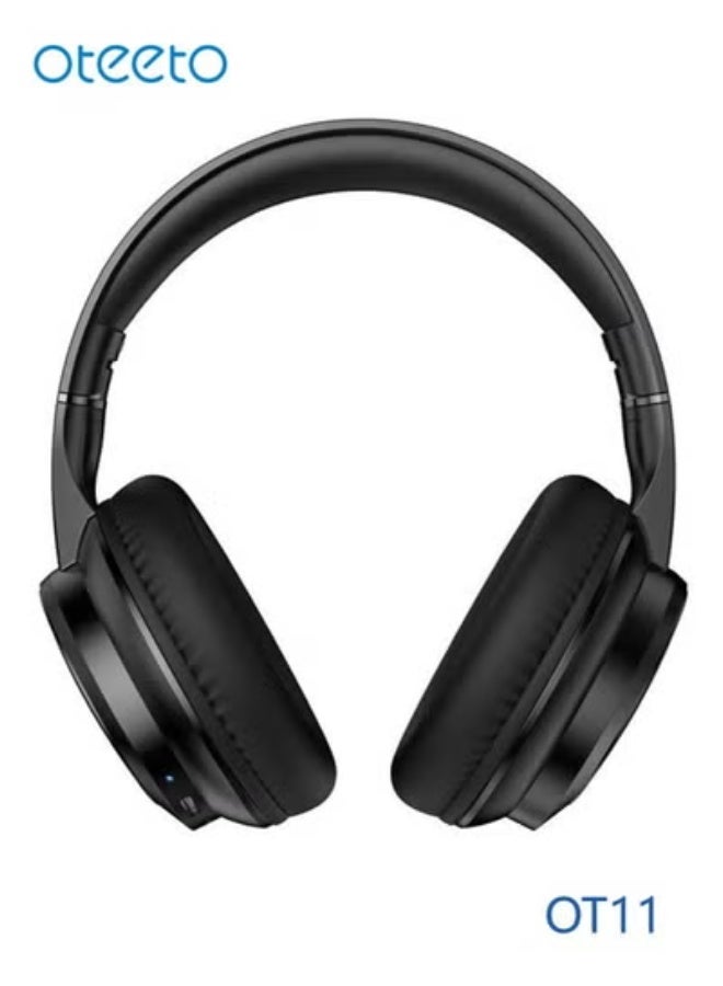 Oteeto OT11 Wireless Over-Ear Bluetooth Headphones – Foldable Headband Headset Featuring Clear High-Quality Sound, Deep Bass, Long Battery Life, Built-in Microphone for Hands-Free Calls, Multifunction Button Controls, Comfortable Design – Black - Image 1