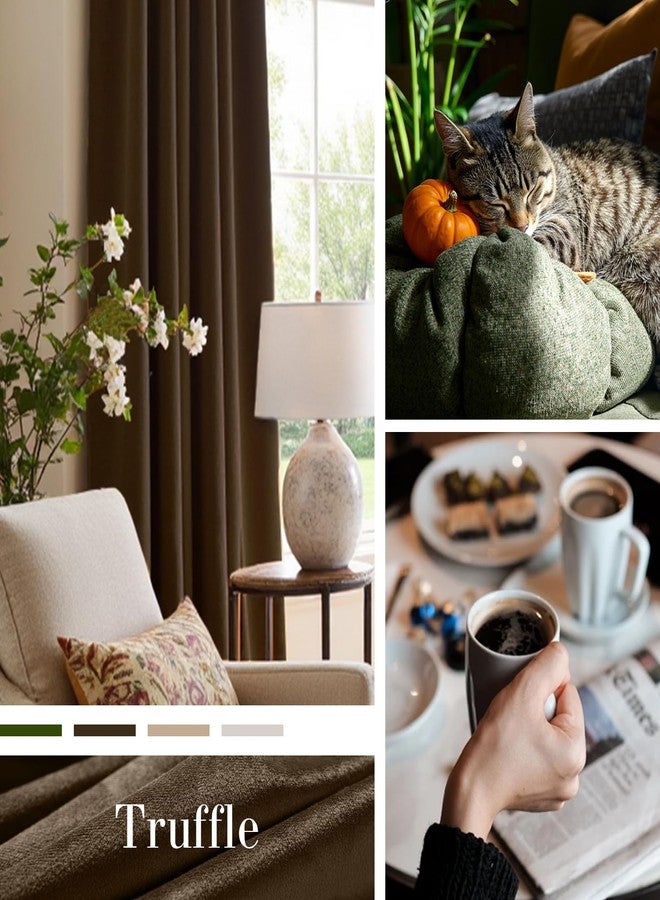 Lazzzy Dark Brown 84 Inch Long (52 x 84 Inch) Blackout Velvet Curtains Thermal Insulated Blackout Curtain Drapes Luxury Back Tab Window Treatments for Bedroom Living Room 2 Panels, Truffle - Image 2