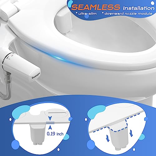 SAMODRA Ultra-Slim Bidet Attachment for Toilet - Dual Nozzle (Frontal & Rear Wash) Hygienic Bidets for Existing Toilets - Adjustable Water Pressure Fresh Water Toilet Bidet - Easy to Install - Image 3