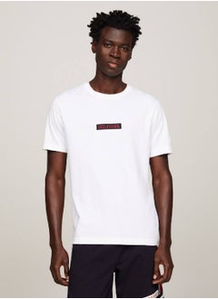 TOMMY HILFIGER Men's Hilfiger Monotype Logo Patch T-Shirt -  Pure cotton, White  - Image 1