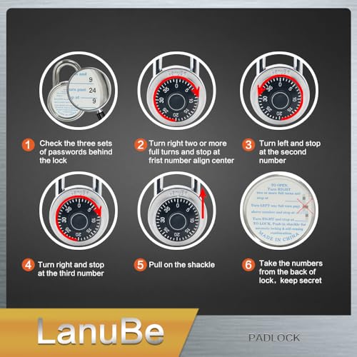LanuBe Lock Standard Dial Combination Lock, 2 in. Wide, with Different Combinations, Black Turnplate, Pack of 48; Lock for School, Employee, Gym & Sports Locker, Case, Toolbox, and so on - Image 4